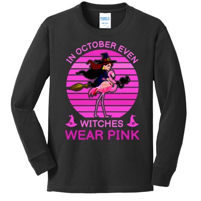 In October Even Witches Wear Pink Kids Long Sleeve Shirt