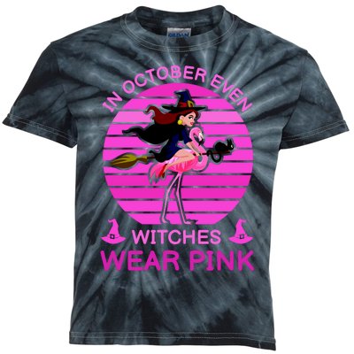 In October Even Witches Wear Pink Kids Tie-Dye T-Shirt