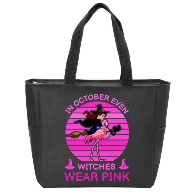 In October Even Witches Wear Pink Zip Tote Bag