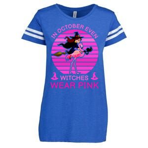 In October Even Witches Wear Pink Enza Ladies Jersey Football T-Shirt