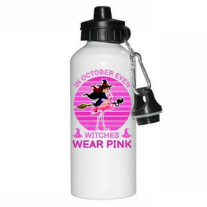 In October Even Witches Wear Pink Aluminum Water Bottle