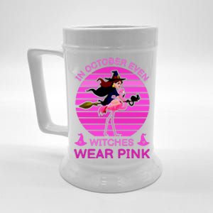 In October Even Witches Wear Pink Beer Stein