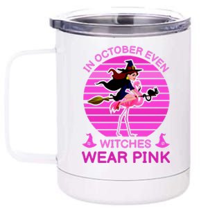 In October Even Witches Wear Pink 12 oz Stainless Steel Tumbler Cup