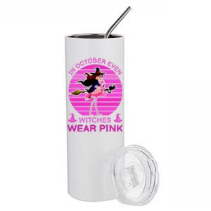 In October Even Witches Wear Pink Stainless Steel Tumbler