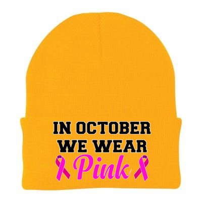 In October We Wear Pink Knit Cap Winter Beanie