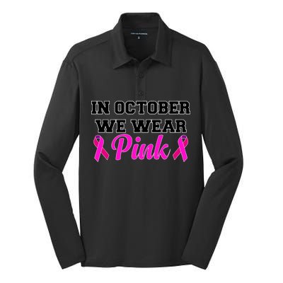 In October We Wear Pink Silk Touch Performance Long Sleeve Polo