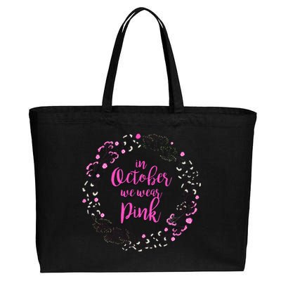 In October We Wear Pink Breast Cancer Cotton Canvas Jumbo Tote