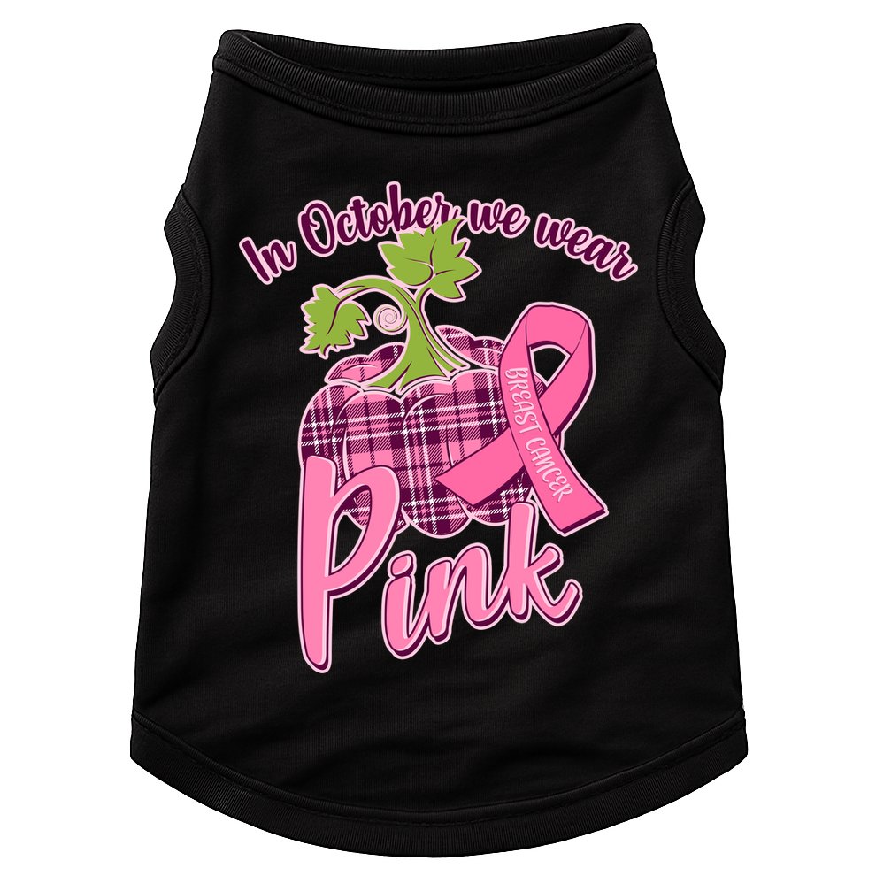 In October We Wear Pink Breast Cancer Autumn Pumpkin Doggie Tank