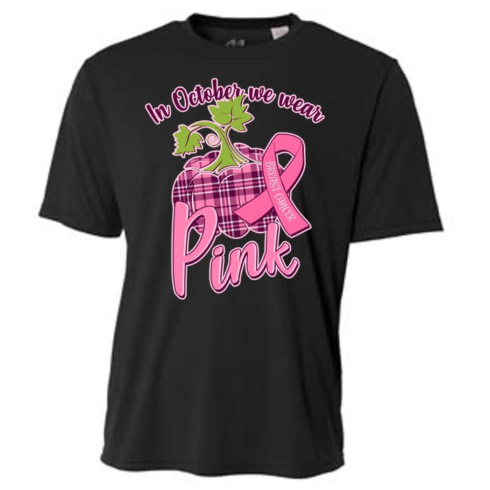 In October We Wear Pink Breast Cancer Autumn Pumpkin Cooling Performance Crew T-Shirt