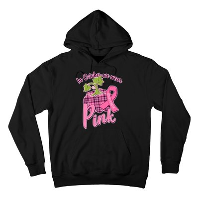 In October We Wear Pink Breast Cancer Autumn Pumpkin Hoodie