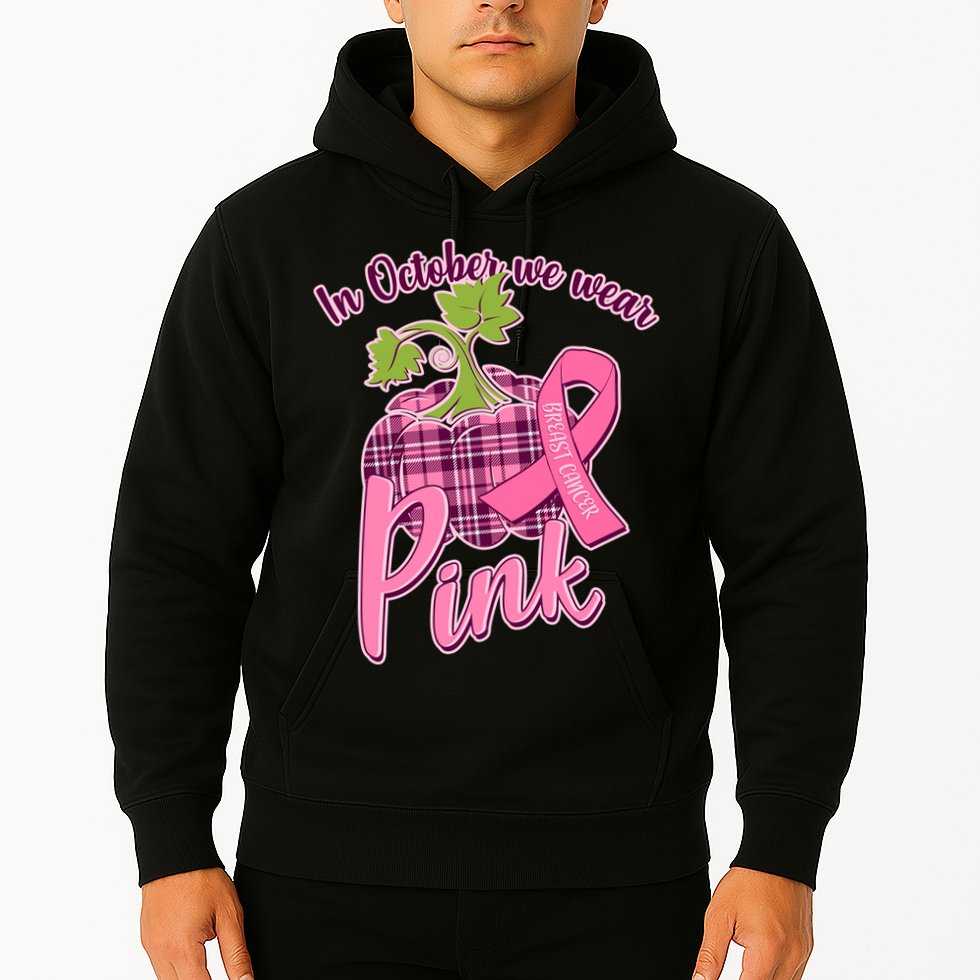 In October We Wear Pink Breast Cancer Autumn Pumpkin Hoodie