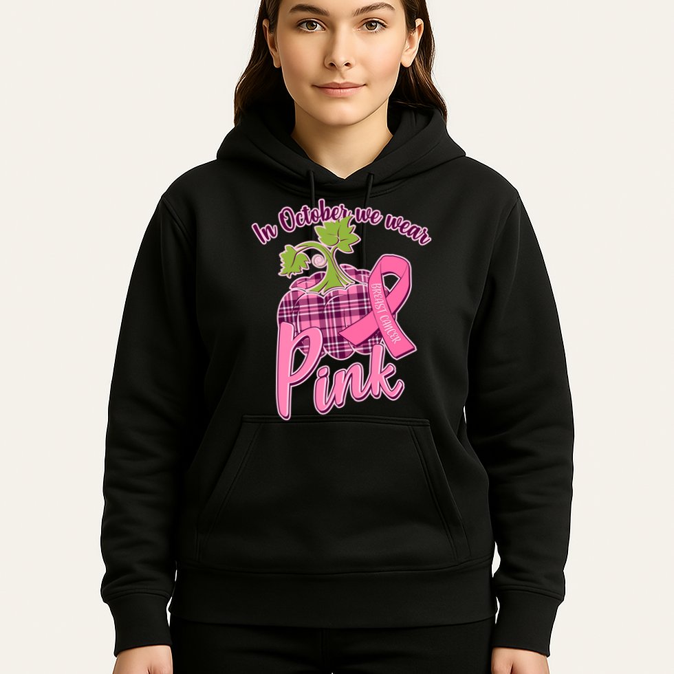 In October We Wear Pink Breast Cancer Autumn Pumpkin Hoodie