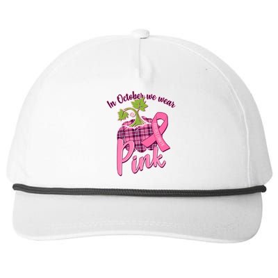 In October We Wear Pink Breast Cancer Autumn Pumpkin Snapback Five-Panel Rope Hat