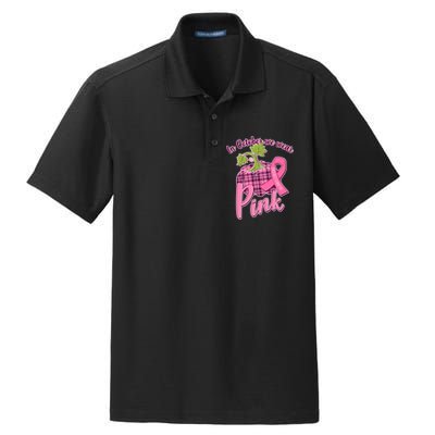 In October We Wear Pink Breast Cancer Autumn Pumpkin Dry Zone Grid Polo