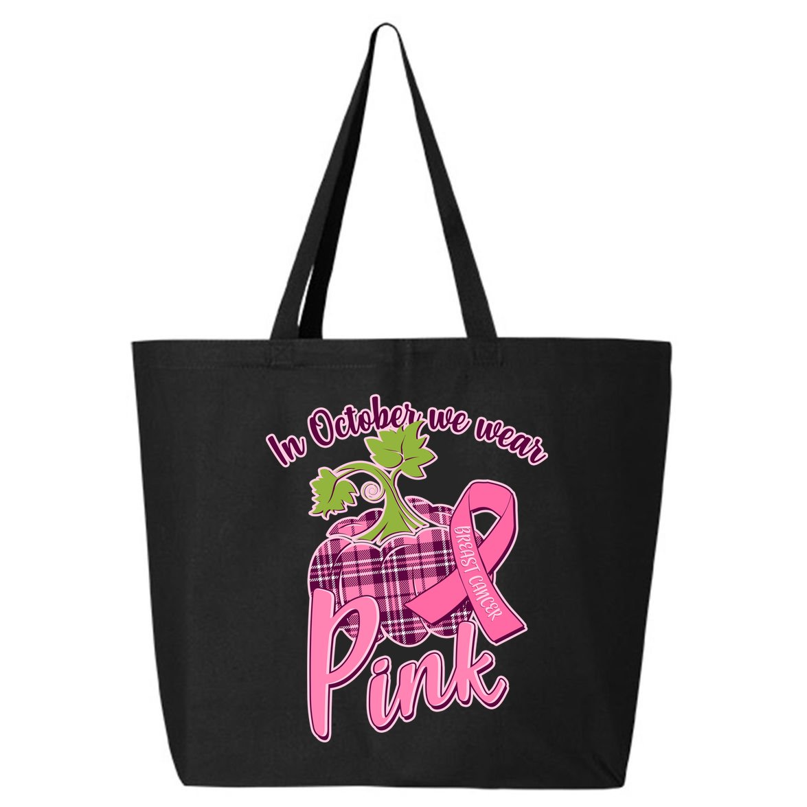 In October We Wear Pink Breast Cancer Autumn Pumpkin 25L Jumbo Tote