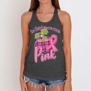 In October We Wear Pink Breast Cancer Autumn Pumpkin Women's Knotted Racerback Tank