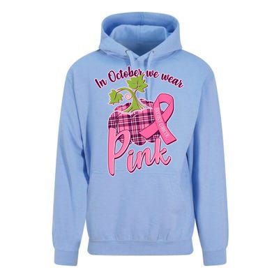 In October We Wear Pink Breast Cancer Autumn Pumpkin Unisex Surf Hoodie