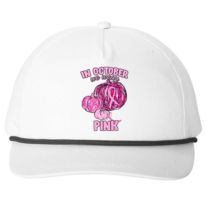 In October We Wear Pink Breast Cancer Awareness Snapback Five-Panel Rope Hat