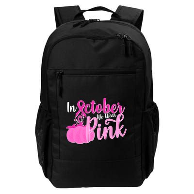 In October We Wear Pink Breast Cancer Awareness Pumpkin Backpack