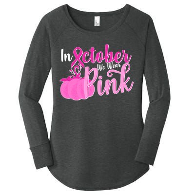 In October We Wear Pink Breast Cancer Awareness Pumpkin Women's Perfect Tri Tunic Long Sleeve Shirt