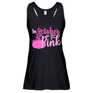 In October We Wear Pink Breast Cancer Awareness Pumpkin Ladies Essential Flowy Tank