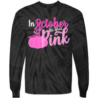 In October We Wear Pink Breast Cancer Awareness Pumpkin Tie-Dye Long Sleeve Shirt