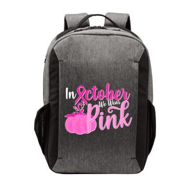 In October We Wear Pink Breast Cancer Awareness Pumpkin Vector Backpack