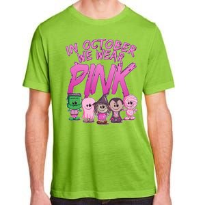 In October We Wear Pink Breast Cancer Halloween Monsters Adult ChromaSoft Performance T-Shirt