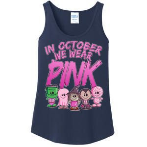 In October We Wear Pink Breast Cancer Halloween Monsters Ladies Essential Tank