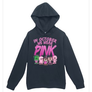 In October We Wear Pink Breast Cancer Halloween Monsters Urban Pullover Hoodie