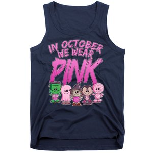 In October We Wear Pink Breast Cancer Halloween Monsters Tank Top