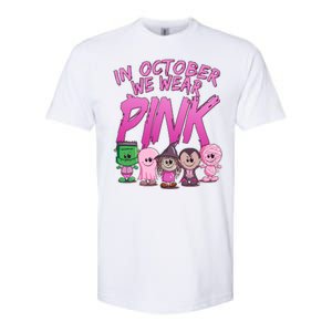 In October We Wear Pink Breast Cancer Halloween Monsters Softstyle CVC T-Shirt