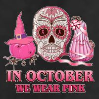 In October We Wear Pink Breast Cancer Halloween Skull Hat
