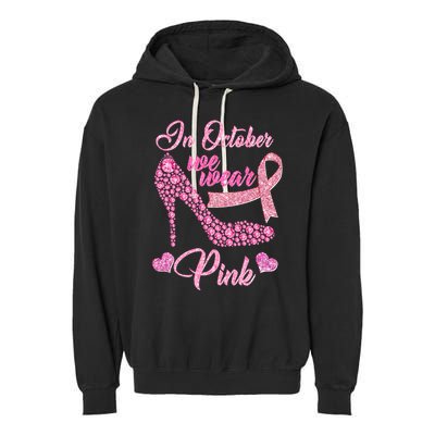 In October We Wear Pink Fancy Heel Ribbon Garment-Dyed Fleece Hoodie