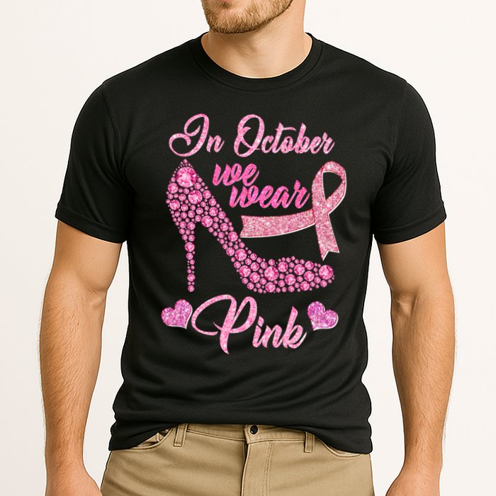 In October We Wear Pink Fancy Heel Ribbon Performance Shirt