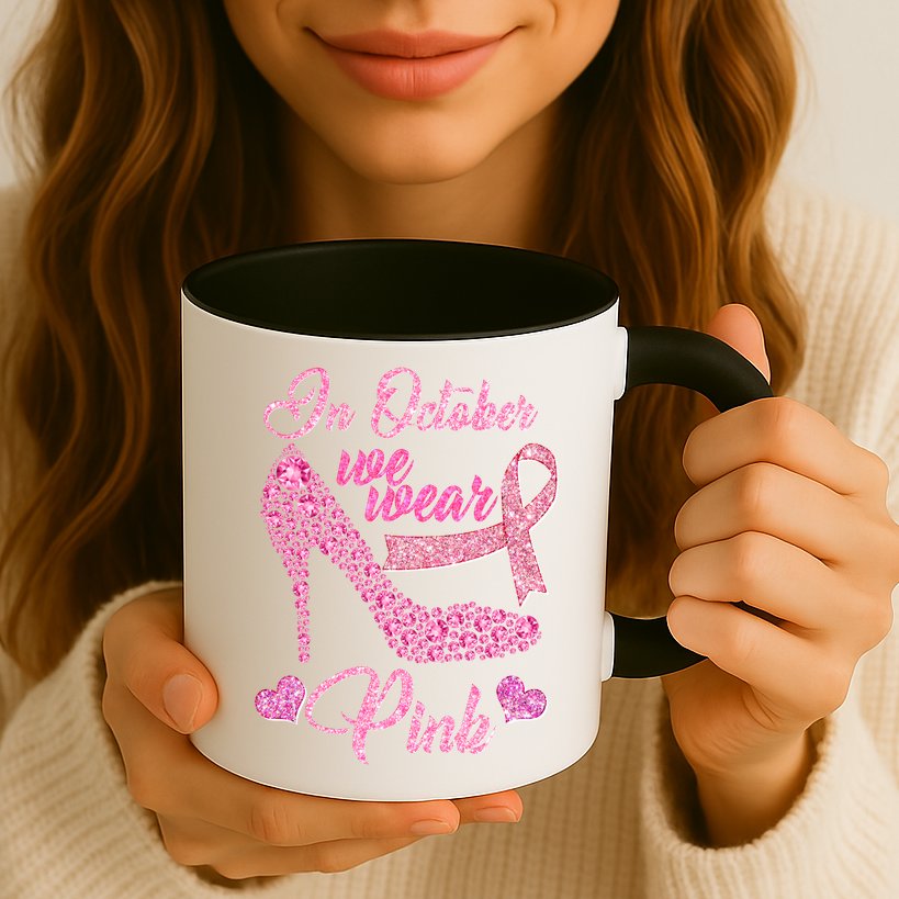 In October We Wear Pink Fancy Heel Ribbon Mug