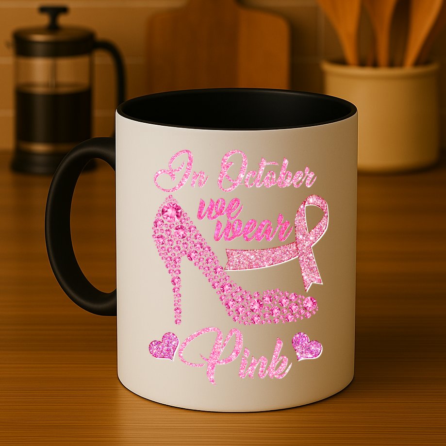 In October We Wear Pink Fancy Heel Ribbon Mug
