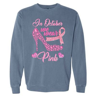 In October We Wear Pink Fancy Heel Ribbon Garment-Dyed Sweatshirt