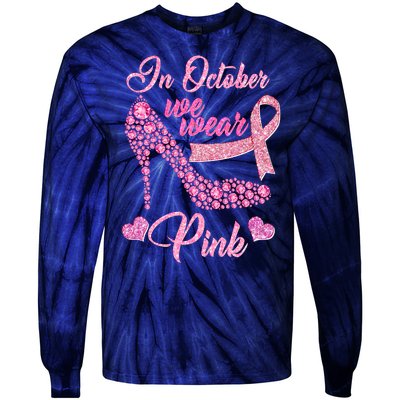 In October We Wear Pink Fancy Heel Ribbon Tie-Dye Long Sleeve Shirt