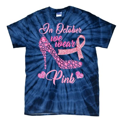 In October We Wear Pink Fancy Heel Ribbon Tie-Dye T-Shirt