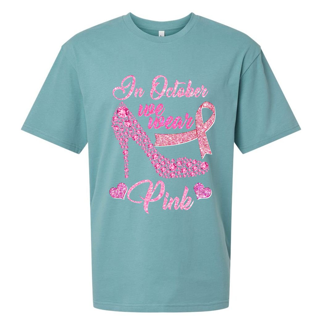 In October We Wear Pink Fancy Heel Ribbon Sueded Cloud Jersey T-Shirt