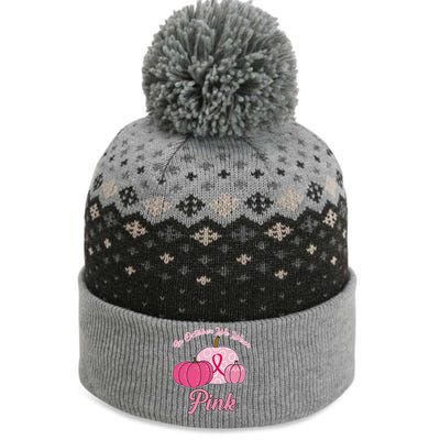 In October We Wear Pink Pumpkin Breast Cancer The Baniff Cuffed Pom Beanie