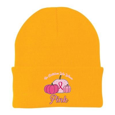 In October We Wear Pink Pumpkin Breast Cancer Knit Cap Winter Beanie