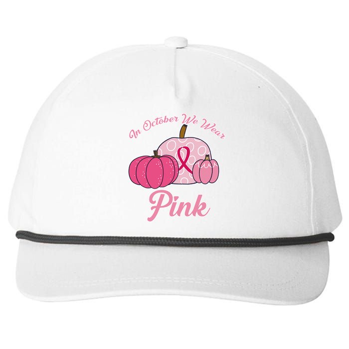 In October We Wear Pink Pumpkin Breast Cancer Snapback Five-Panel Rope Hat