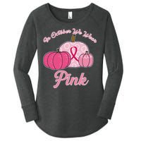 In October We Wear Pink Pumpkin Breast Cancer Women's Perfect Tri Tunic Long Sleeve Shirt