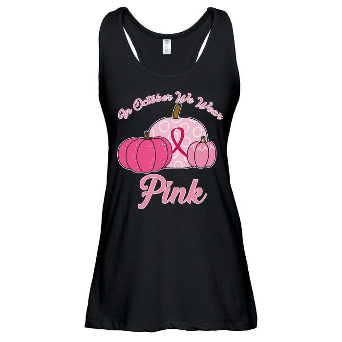 In October We Wear Pink Pumpkin Breast Cancer Ladies Essential Flowy Tank