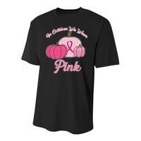 In October We Wear Pink Pumpkin Breast Cancer Youth Performance Sprint T-Shirt