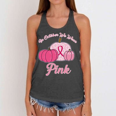 In October We Wear Pink Pumpkin Breast Cancer Women's Knotted Racerback Tank