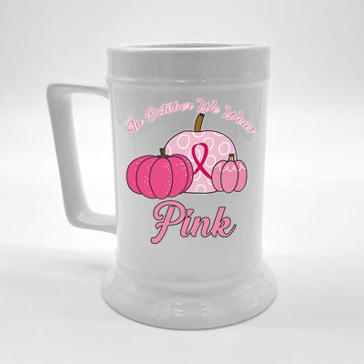 In October We Wear Pink Pumpkin Breast Cancer Beer Stein