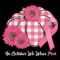 In October We Wear Pink Pumpkin Breast Cancer Plaid Doggie Tank